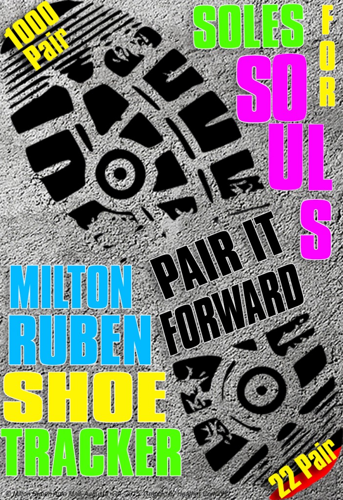 We will track our progress as we reach for our 1,000 pairs of shoes goal with this shoe! Stay connected with us on Facebook to stay updated!