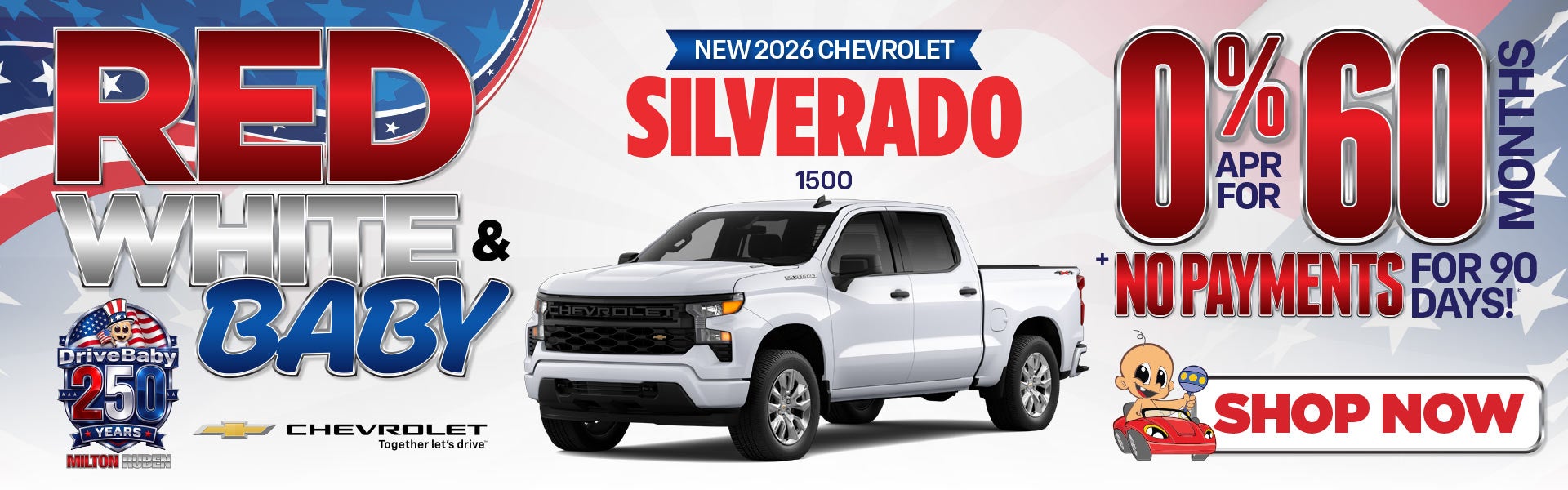NEW 2026 Chevrolet Silverado 1500	0% APR for 60 Months+ NO P